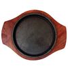 WOOD & CAST IRON ROUND SIZZLER PLATE, 6 INCH (PACK OF 4)