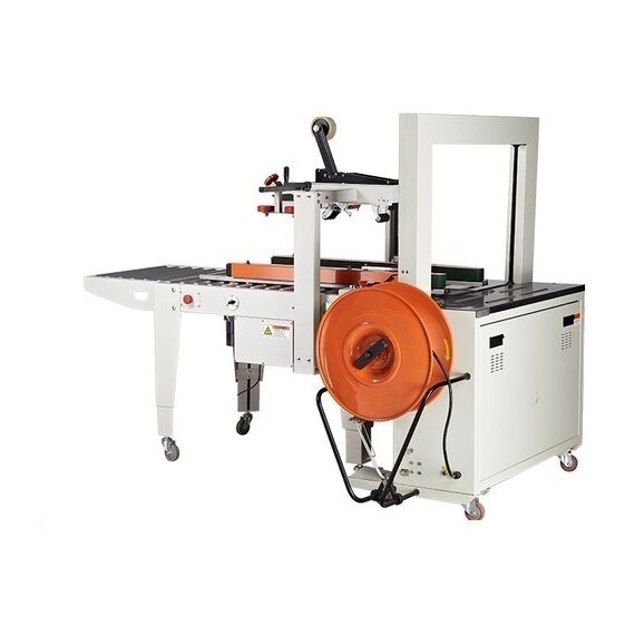 SEMI-AUTOMATIC CARTOON SEALER AND STRAPPING MACHINE