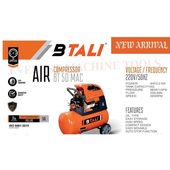 BTALI 3HP AIR COMPRESSOR 50LITRE