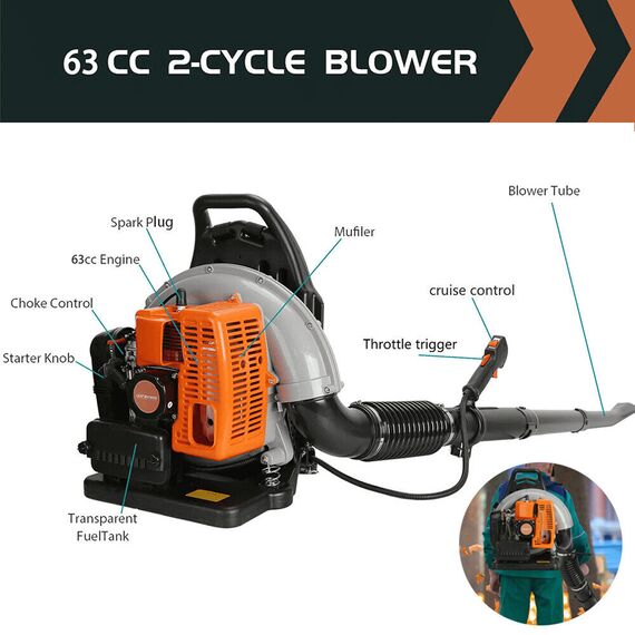 PETROL LEAF BLOWER, 63 CC, 2 STROKE