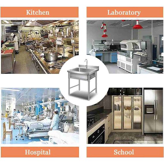 COMMERCIAL STAINLESS STEEL SINGLE SINK UNIT
