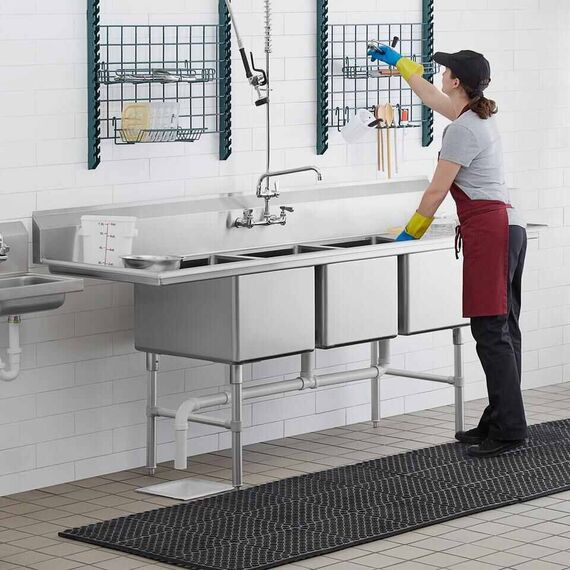 COMMERCIAL STAINLESS STEEL TRIPLE SINK UNIT