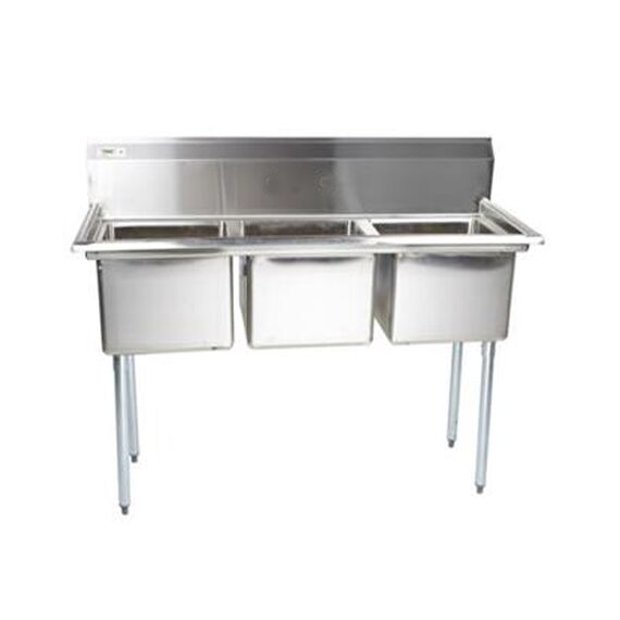 COMMERCIAL STAINLESS STEEL TRIPLE SINK UNIT