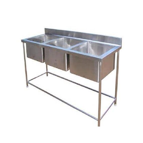 COMMERCIAL STAINLESS STEEL TRIPLE SINK UNIT